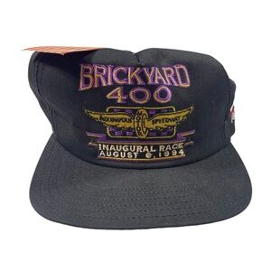 Vintage 1994 NASCAR Brickyard Racing SnapBack Hat Sports Image Black Purple